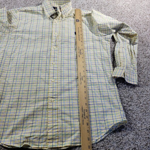 Polo Ralph Lauren Shirt Mens Medium 15.5 Yellow Blue Check Button Down Classic - Picture 5 of 7